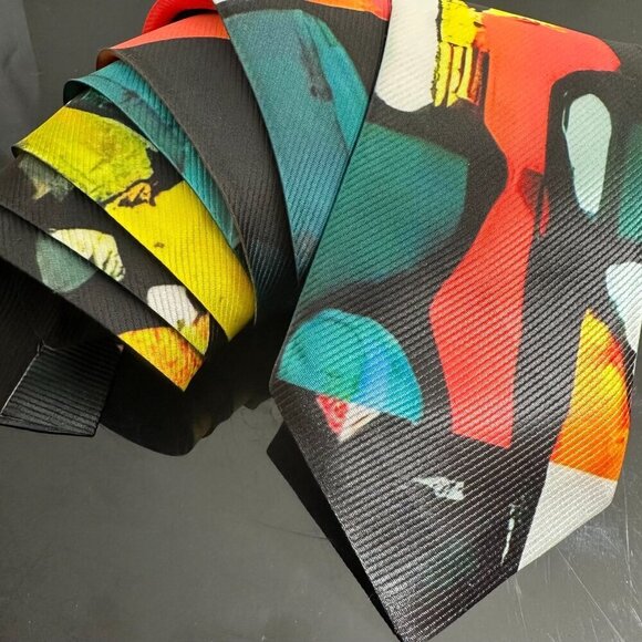 Modernist Tie Retro Designer Menswear Tie Necktie Mid Century Abstract Painting - Picture 7 of 7